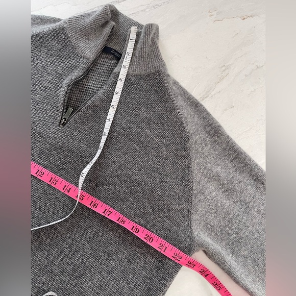 ZEGNA SPORT Lambswool/Cashmere Gray Half-Zip Sweater, Men's Small - Picture 10 of 13